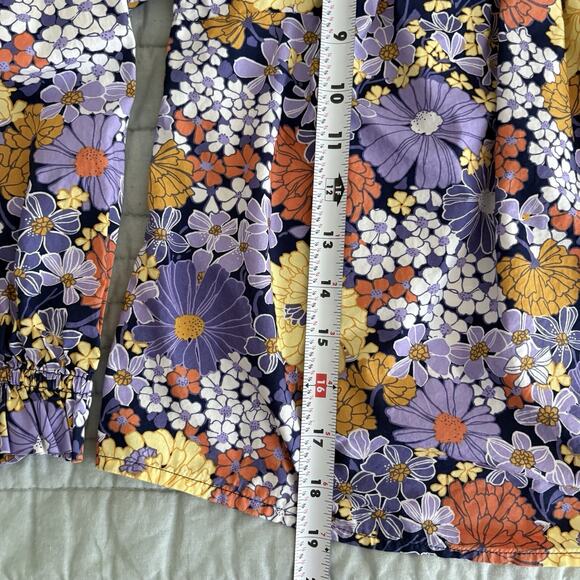 J Crew Crewcuts Girls L Cotton Squareneck Puff-Sleeve Floral Top Retro Preppy - Picture 8 of 8